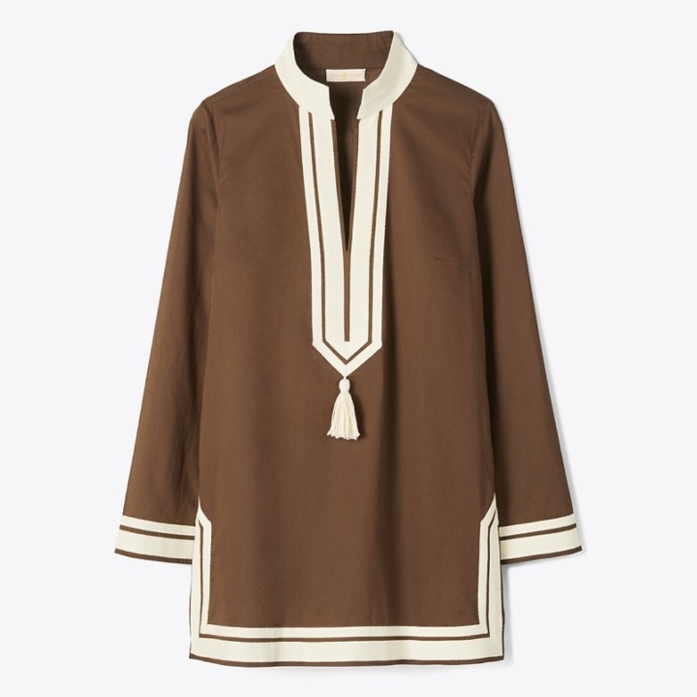 Tory Burch Tory Tunic Caftan Resort Swim Cover Up Brown Beach xs